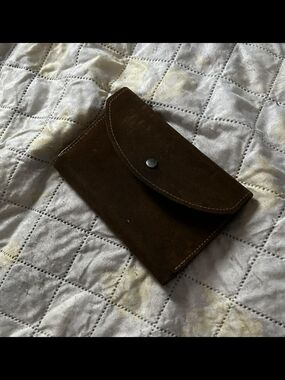 Brown Suede Snap Wallet
